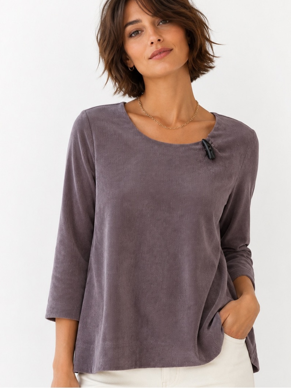 Hot Cotton Lightweight Corduroy Top - Soft Chocolate Gentle Preloved Condition.